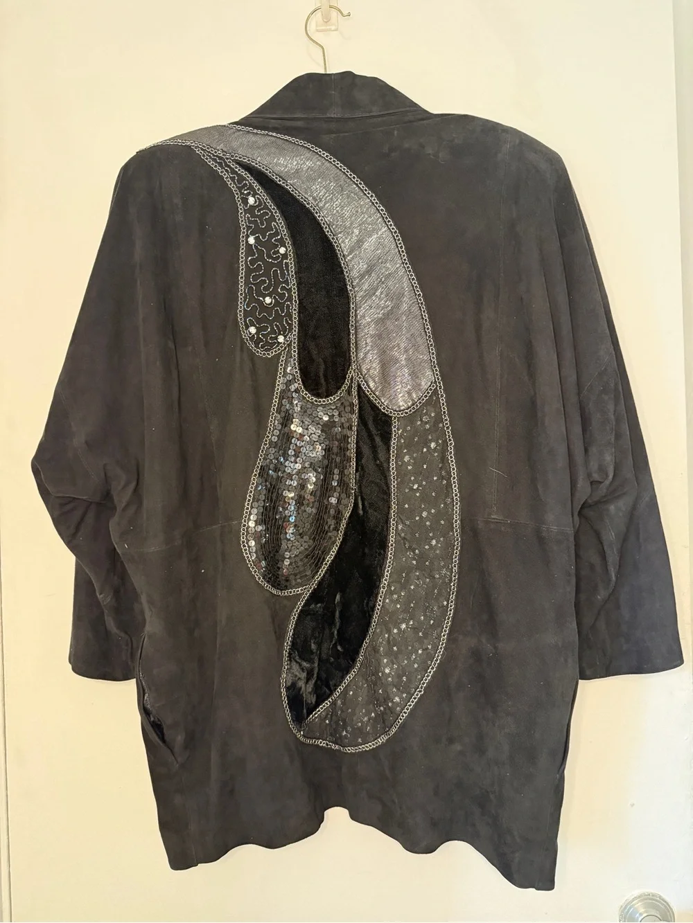 Saks Fifth Ave Judith Ann Creation Black Embellished Suede Jacket - Picture 3 of 6